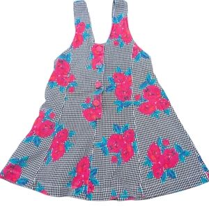 Vintage Kids Dress Toddler Girl Size   4T Hounds tooth And Roses